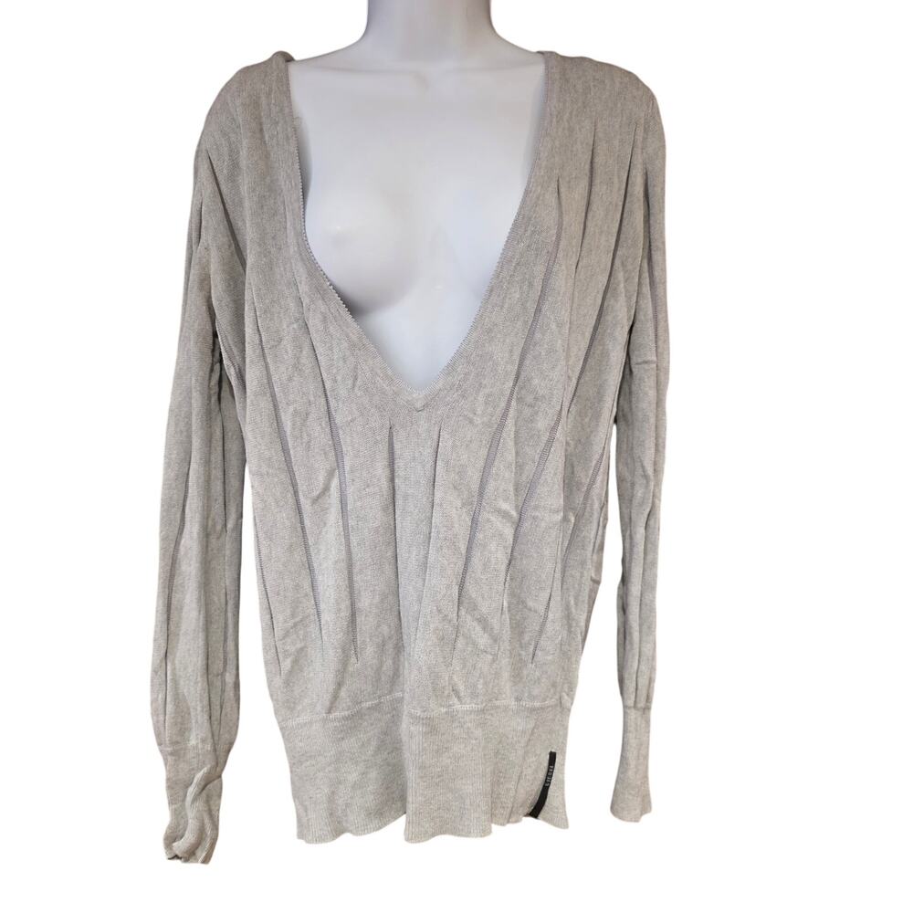Diesel grey deep V neck, fitted, cotton blend sweater  sz M